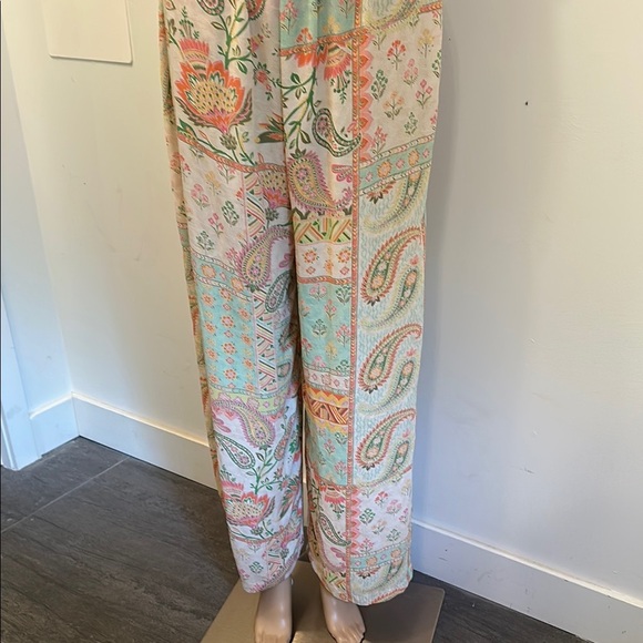 Pink and Orange Wide Leg Pants with Elastic Waistband - Picture 6 of 8